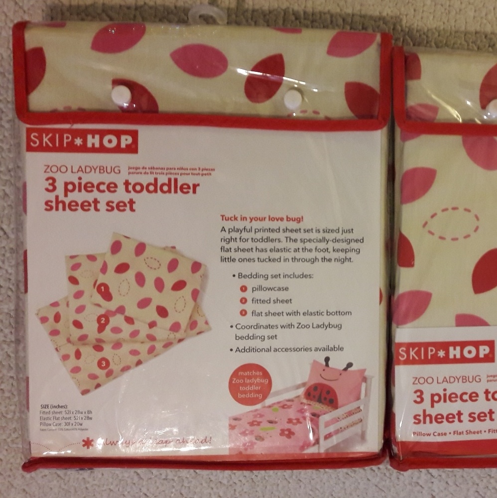 Skip Hop Toddler 3 Piece Sheet Set Zoo Lady Bug